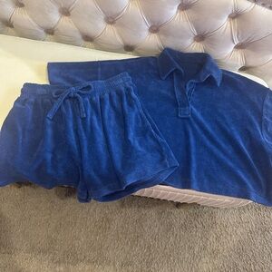 Daily Drills Blue Terry Cloth Lounge Set